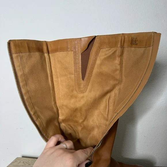 Clarks Charlie Cognac Leather Tall Riding Boots Womens Size 9.5 M Equestrian Zip - Picture 13 of 15